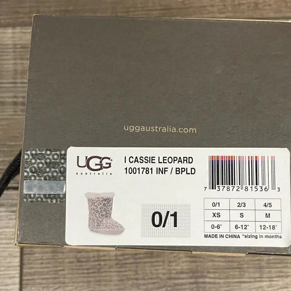 Ugg Australia Cassie Pink Leopard Infant Boots Size 0/1 XSmall 0-6 Months EUC